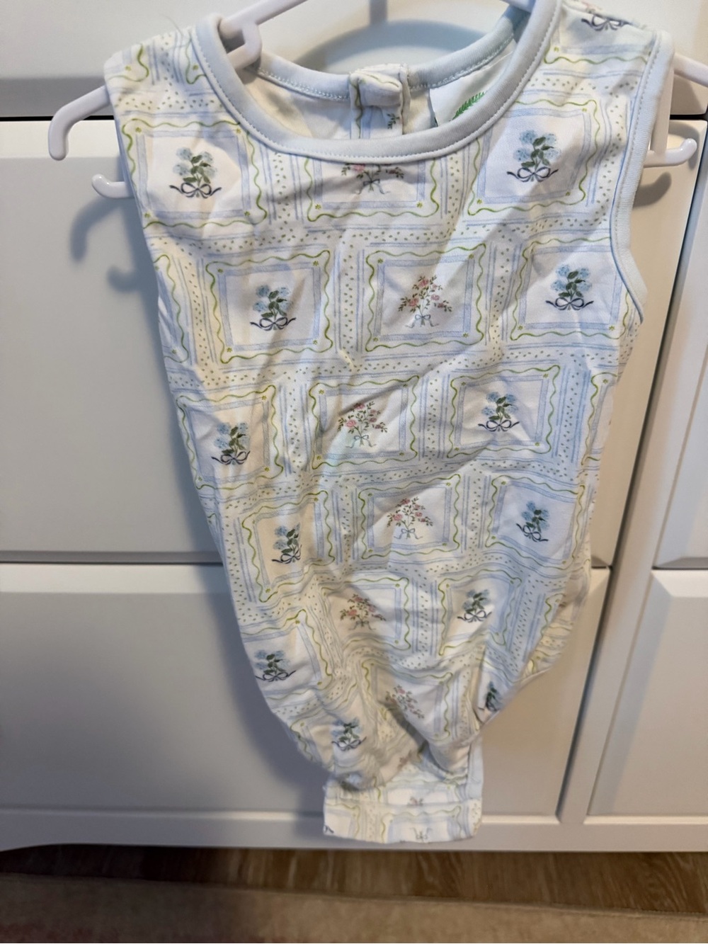 Baby Floral Frame One-Piece Bodysuit - White